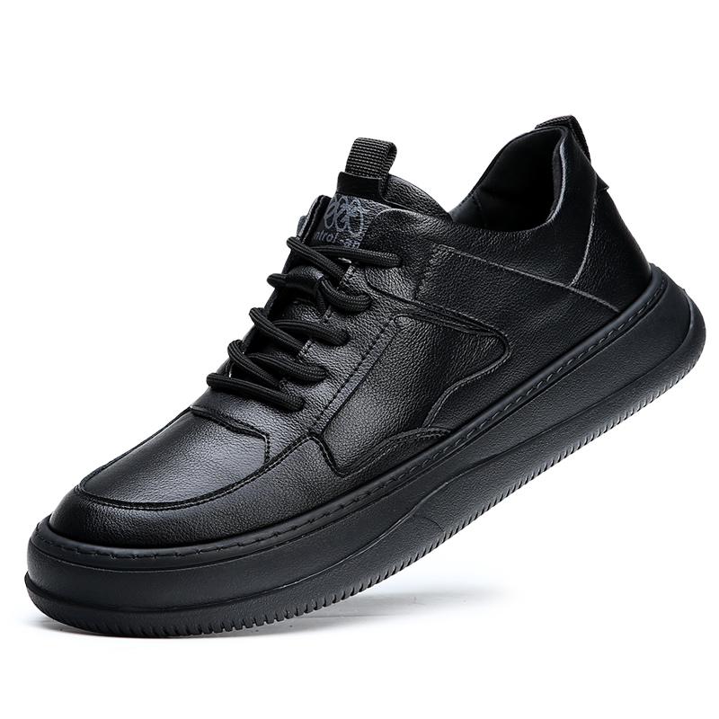 Black White Skateboarding Shoes Men Genuine Leather Sneakers Casual Flat Shoes Men Spring Autumn High Quality Men Sneakers