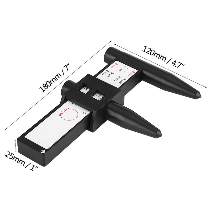 Car Wheel Rim Bolt Pattern Sliding Measuring Gauge Tool PCD Ruler 4 5 6 8 Lug PCD Ruler Wheel Rim Bolt Pattern Gauge PCD Gauge