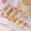 Light Luxury Style Strap Pattern Titanium Steel Gold-plated Creative Bracelet Opening Design Diamond-encrusted Bracelet Set Jewelry