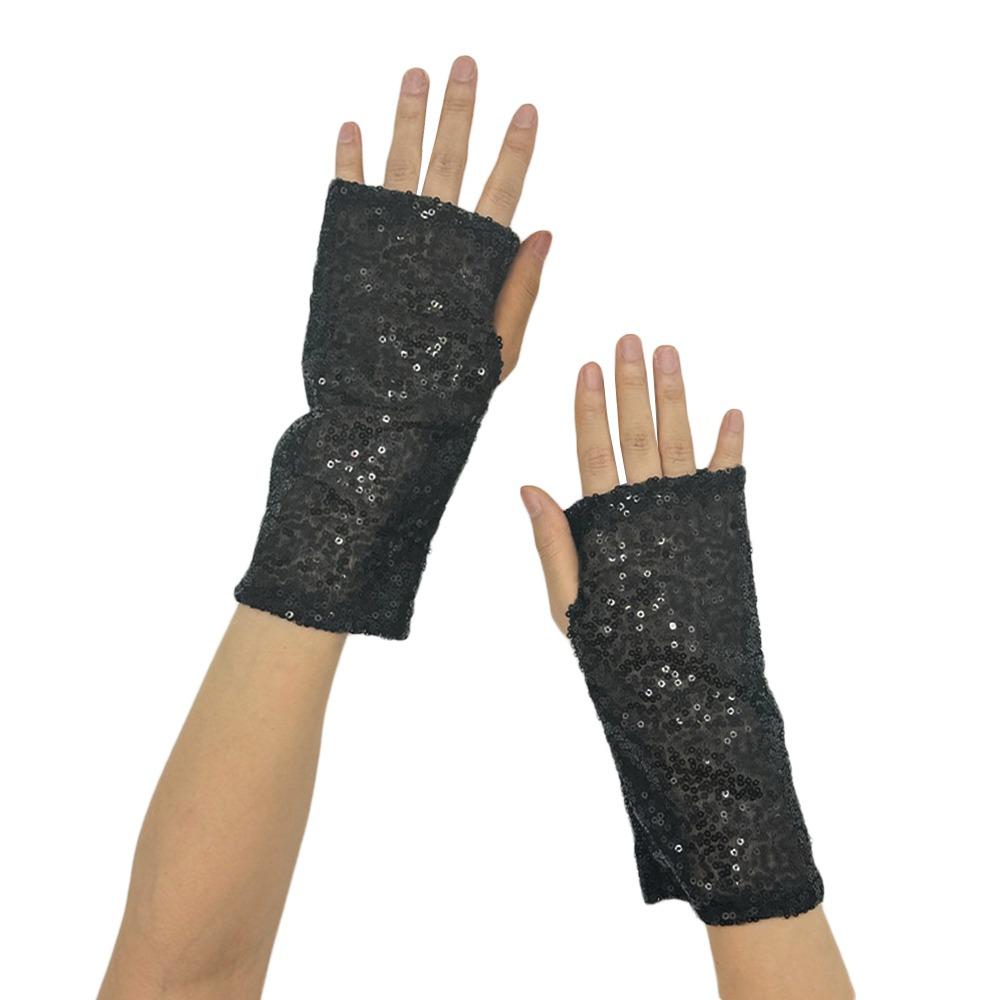 Vintage Cosplay Mittens Fingerless Dancing Gloves Fashion Sequins Gloves Party Club