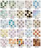 10Pcs Glossy Marble Mosaic Tile Stickers Waterproof Self-Adhesive Geometric Wall Floor Decals Kitchen Backsplash Home DIY Decoration