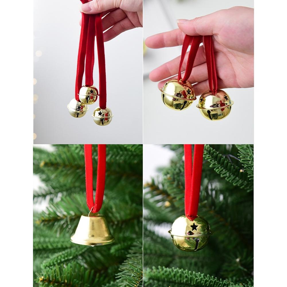 6pcs Christmas Iron Bells Ornaments Set Red Hanging Decor For Tree Modern Christmas Tree Party Decorations