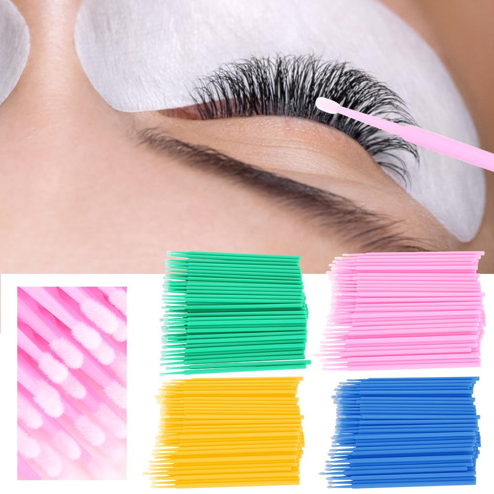400pcs Disposable Cotton Stick Eyelash Cleaning Stick Micro Brush Cotton Swab Eyelashes Light