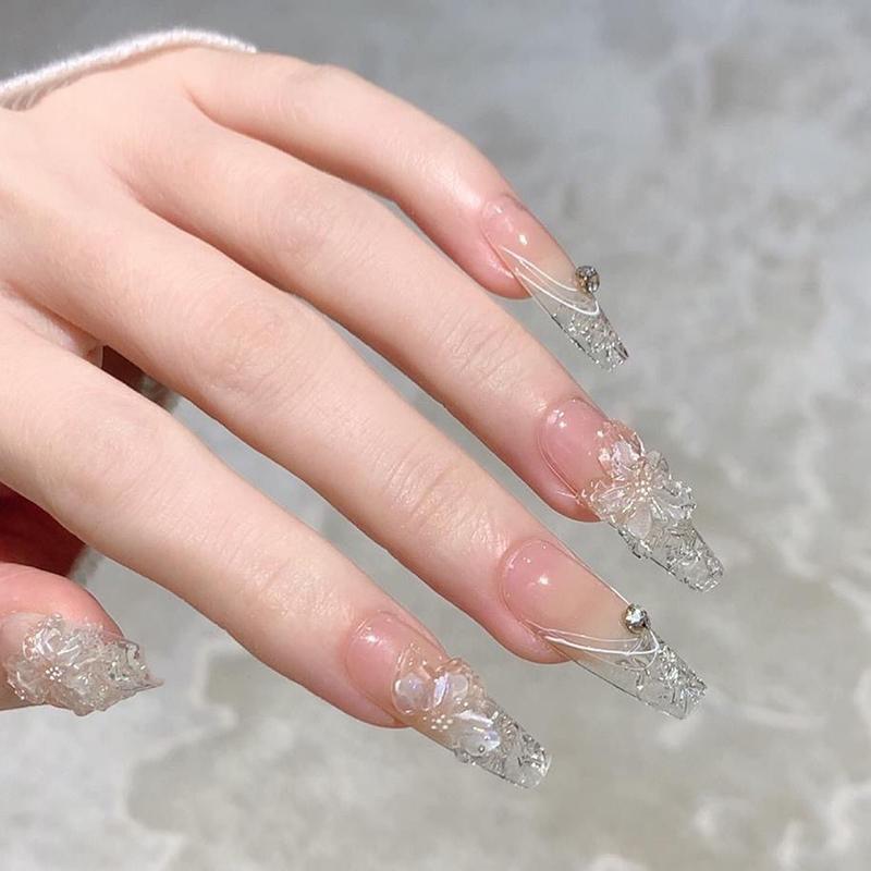 5D Изысканные наклейки для нейл-арта с белыми цветами, Кавайные цветочные наклейки для украшения ногтей, Самоклеящиеся слайдеры, DIY аксессуары