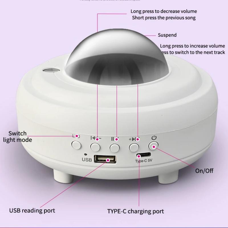 Dynamics Northern Lights Starry Sky Projection Light USB Plugged In Music Player Atmosphere Moon Light Projection Nightlight