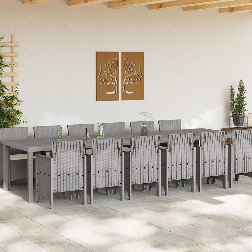 Garden Dining Set 13 pcs Light Grey PE Rattan
