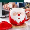 Рождественская чашка большой емкости, 450 мл, керамическая чашка для чая, молока, кофейная кружка с крышкой, ложка для дома