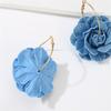 Denims Blue Rose Earrings Handmade Flower Earrings Fashion Denim Floral Earrings