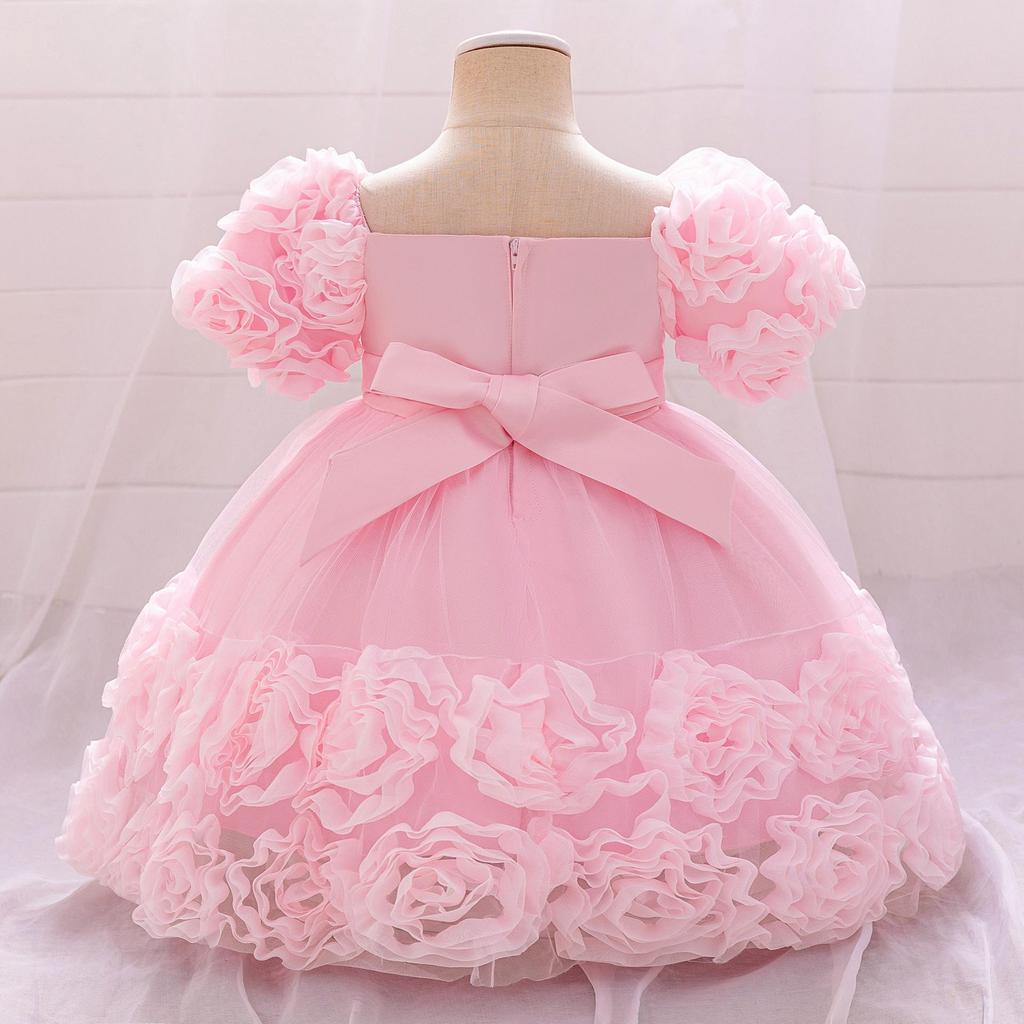 Baby Girl Sequin Flower Dresses Christmas Wedding Lace 1st Birthday Party Dress for Kids Toddler Children Formal Evening Costume