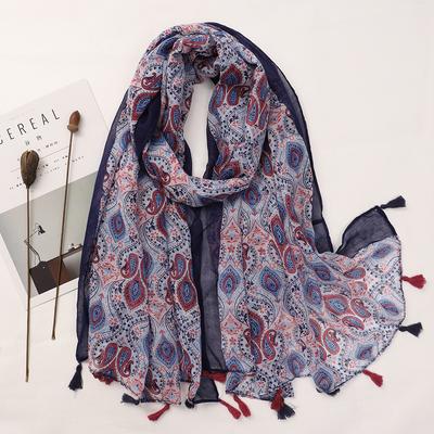 Роскошный брендовый женский хлопковый шарф, модная пляжная шаль с принтом, женские платки с кисточками, арабские хиджабы, глушитель, бандана, парео