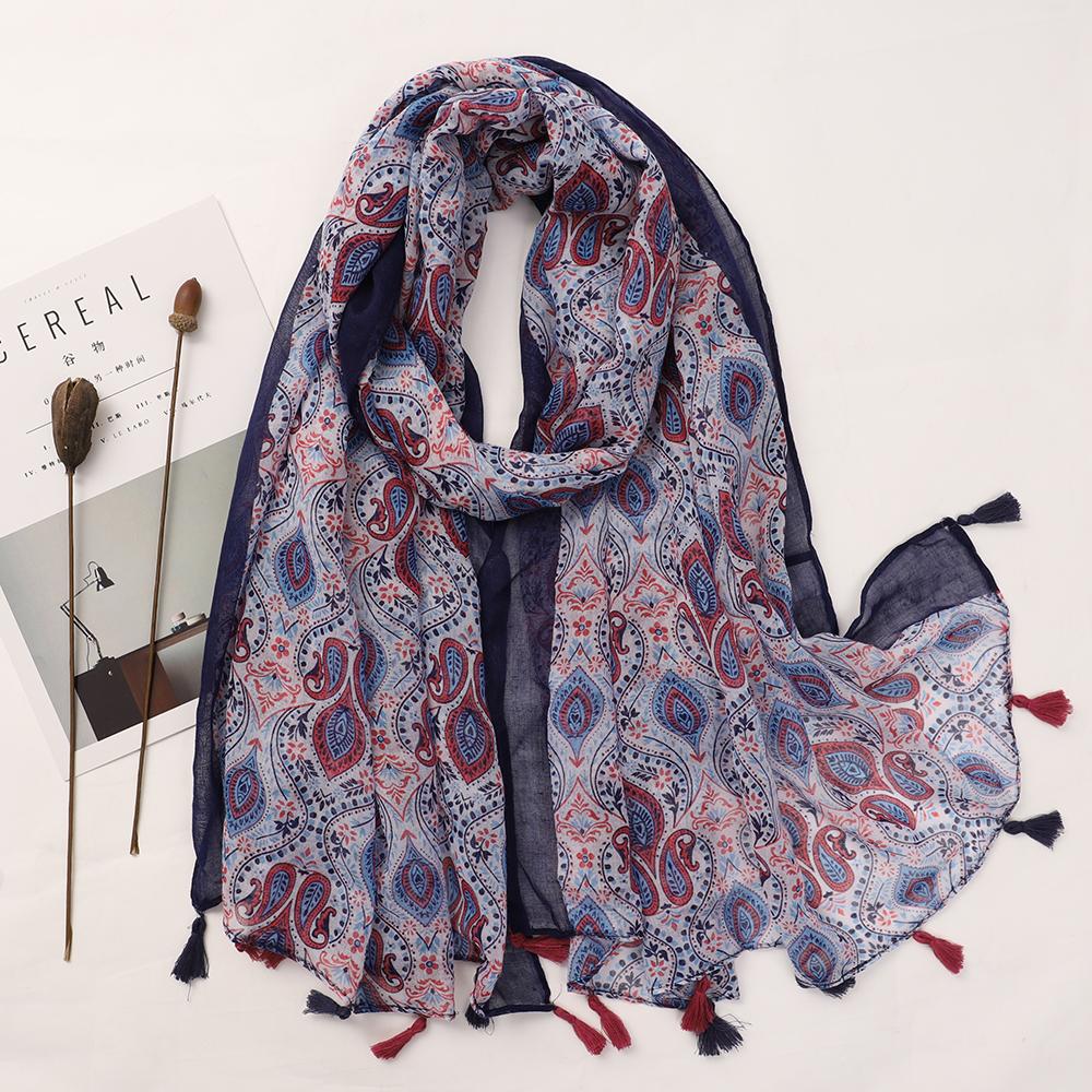 Роскошный брендовый женский хлопковый шарф, модная пляжная шаль с принтом, женские платки с кисточками, арабские хиджабы, глушитель, бандана, парео