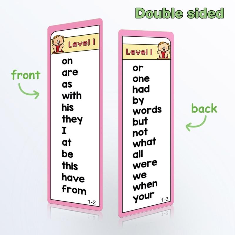 Language Flashcards Sight Words Flash Cards Learning Tool High Frequency Word Educational Toy for Reading Fluency