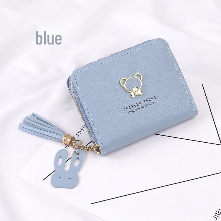 Женский кошелек на молнии с милым медведем 2024 года: Короткий кошелек для монет в японском и корейском стиле с держателем для карт