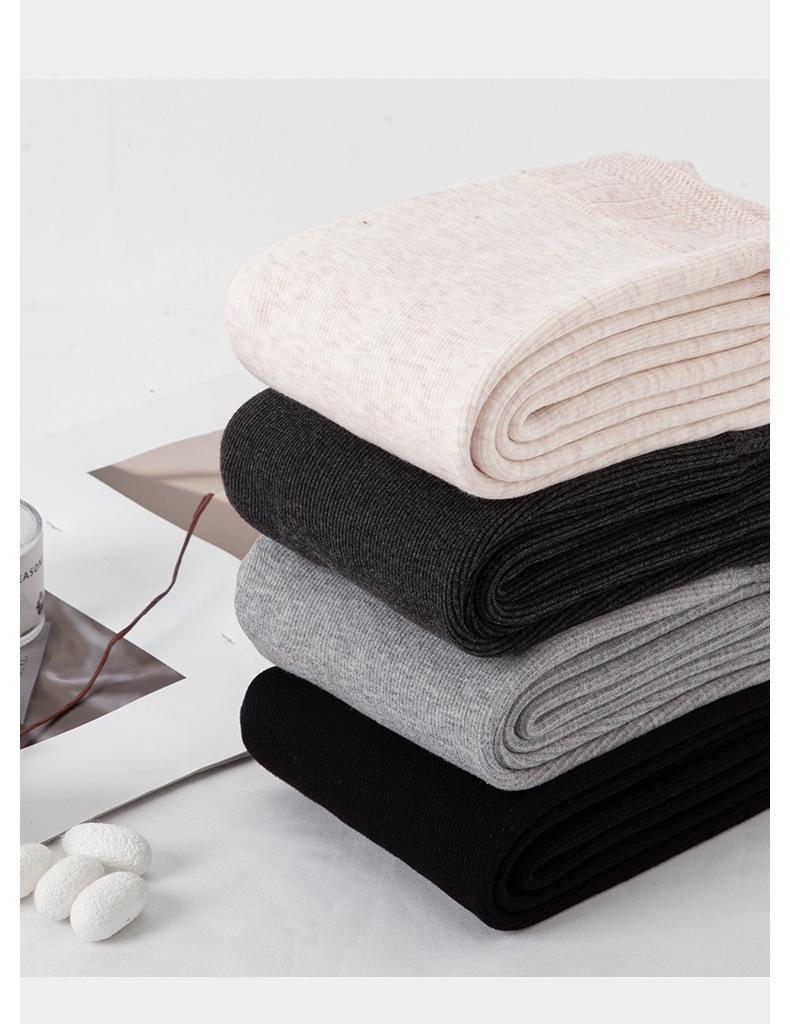 Женские серые хлопковые леггинсы слим-фит - 2025 Новые теплые с плюшевой подкладкой для осени/зимы