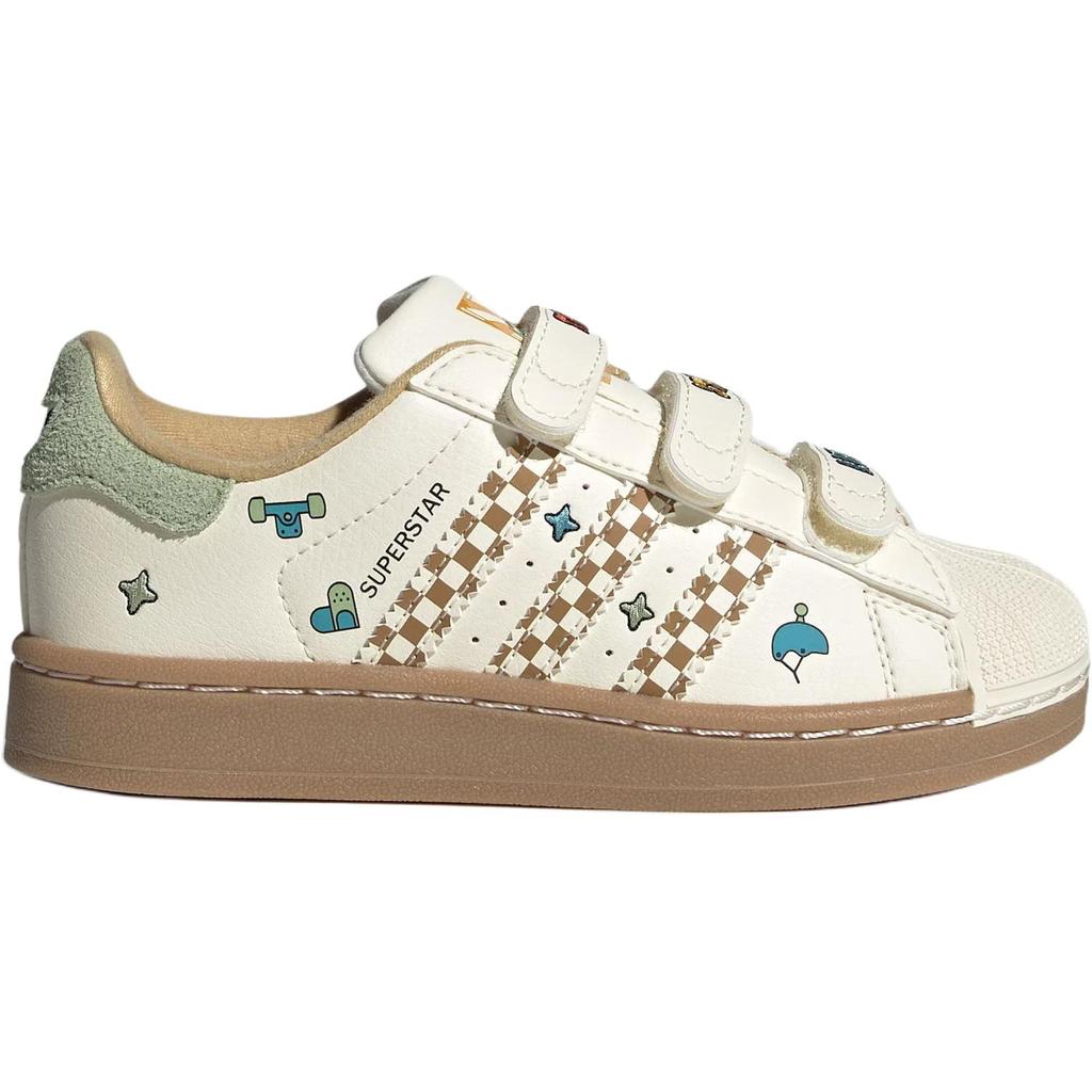 adidas Оригинальные кроссовки Superstar 2 Cf Classic Shell Toe с низким верхом для детей Детские кроссовки Белые Коричневые JS2470