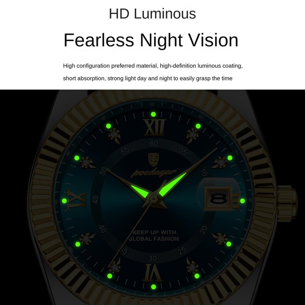 Brand Luxury Men's Watch New Business Quartz Watch Man Diamond Calendar Clock