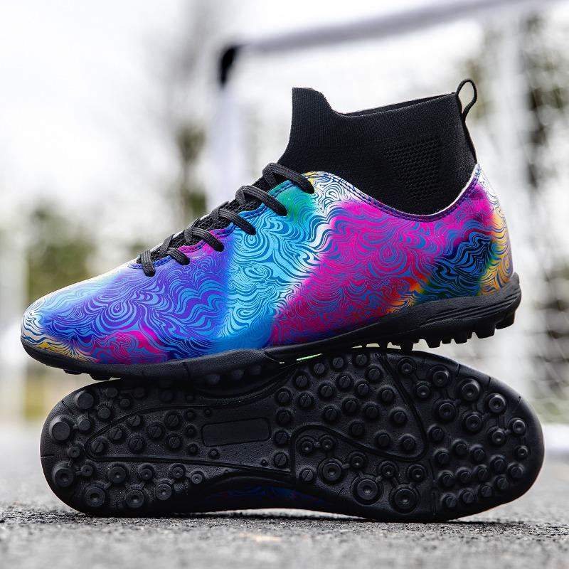 35-46 мужские/женские высокие эластичные носки футбольные бутсы резиновая мягкая подошва с короткими ногтями искусственный газон кожа молодежные детские футбольные бутсы