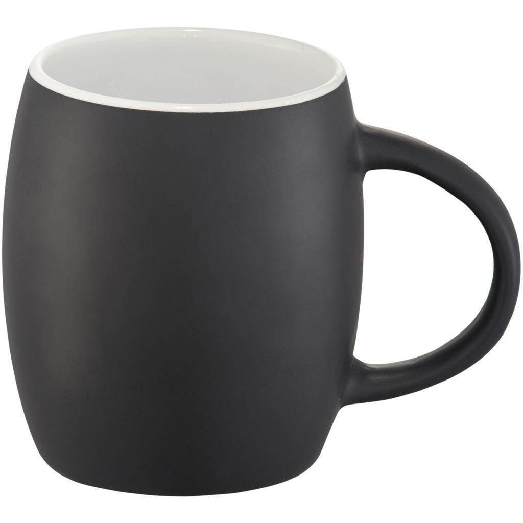 Glass "Hearth" 400 ml ceramic mug with wooden base Solid black
