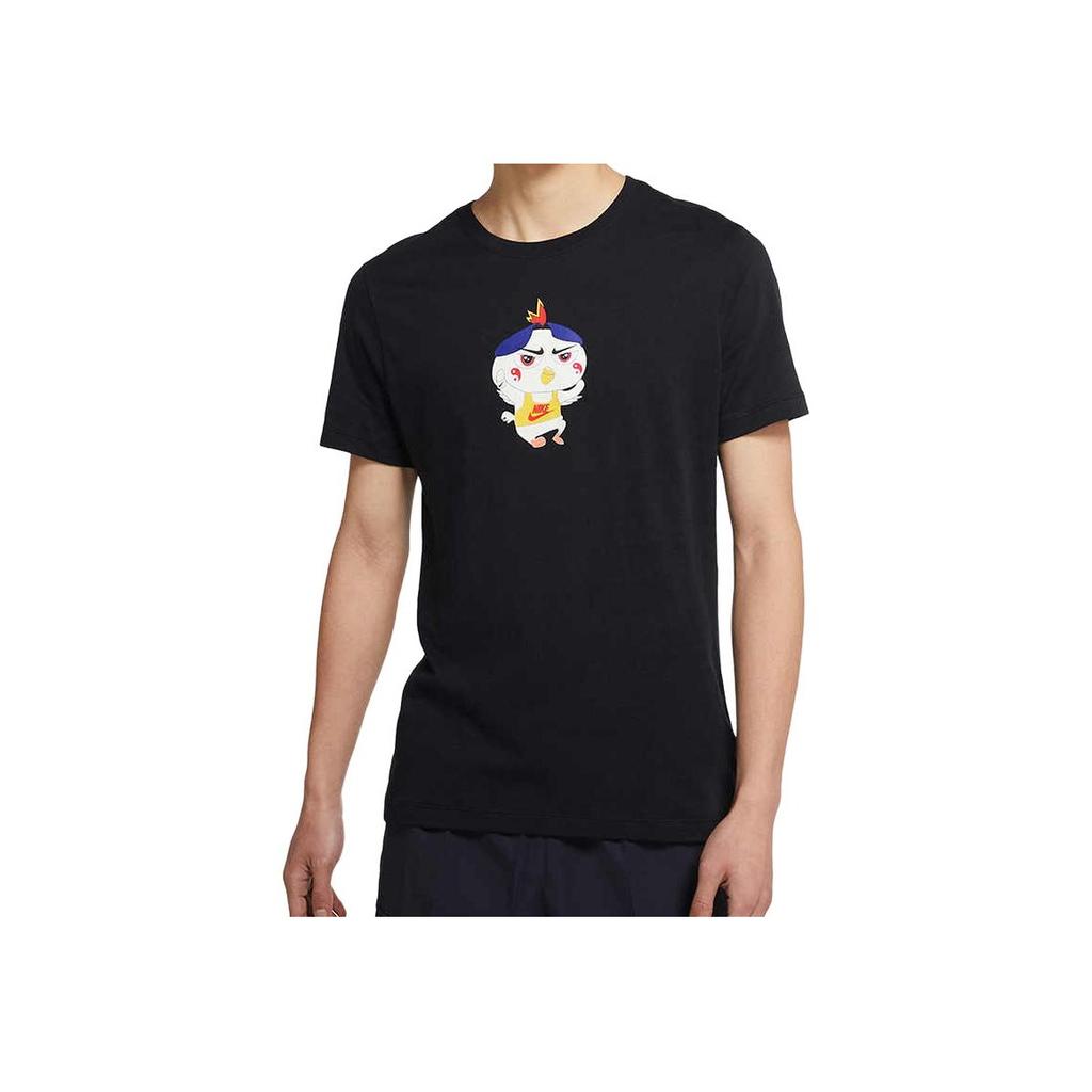 Nike Повседневная спортивная футболка с круглым вырезом и короткими рукавами с мультяшным принтом, мужские топы, черные DD1323-010