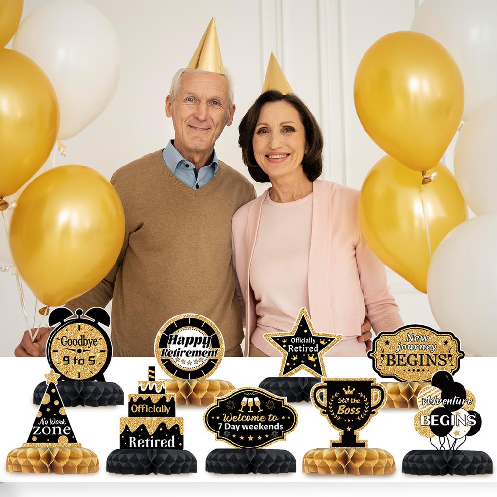 Сотовая центральная композиция на пенсию для украшения вечеринки по случаю выхода на пенсию. Зона без работы. Топпер для стола. Креативный реквизит для фото. Настольное украшение.