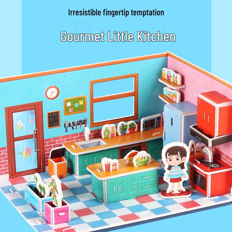 Children's 3D Cardboard Puzzle: Small House Furniture Model