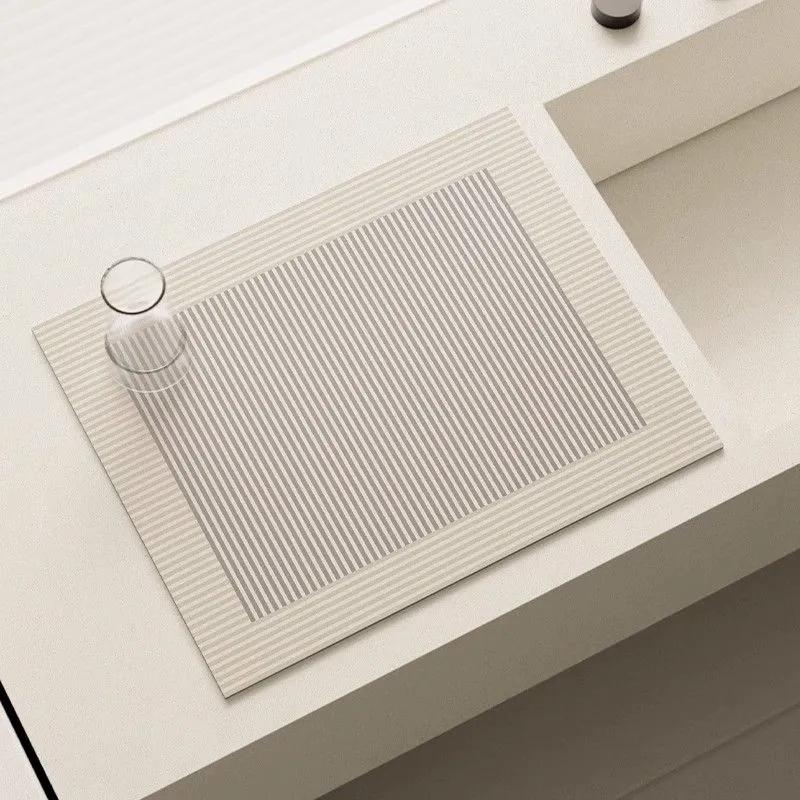 Non-Slip Diatomite Mat Dish Drainer Rug Kitchen Drain Pad Absorbent Coffee Mats Quick Drying Kitchen Rugs Sink Draining Mat