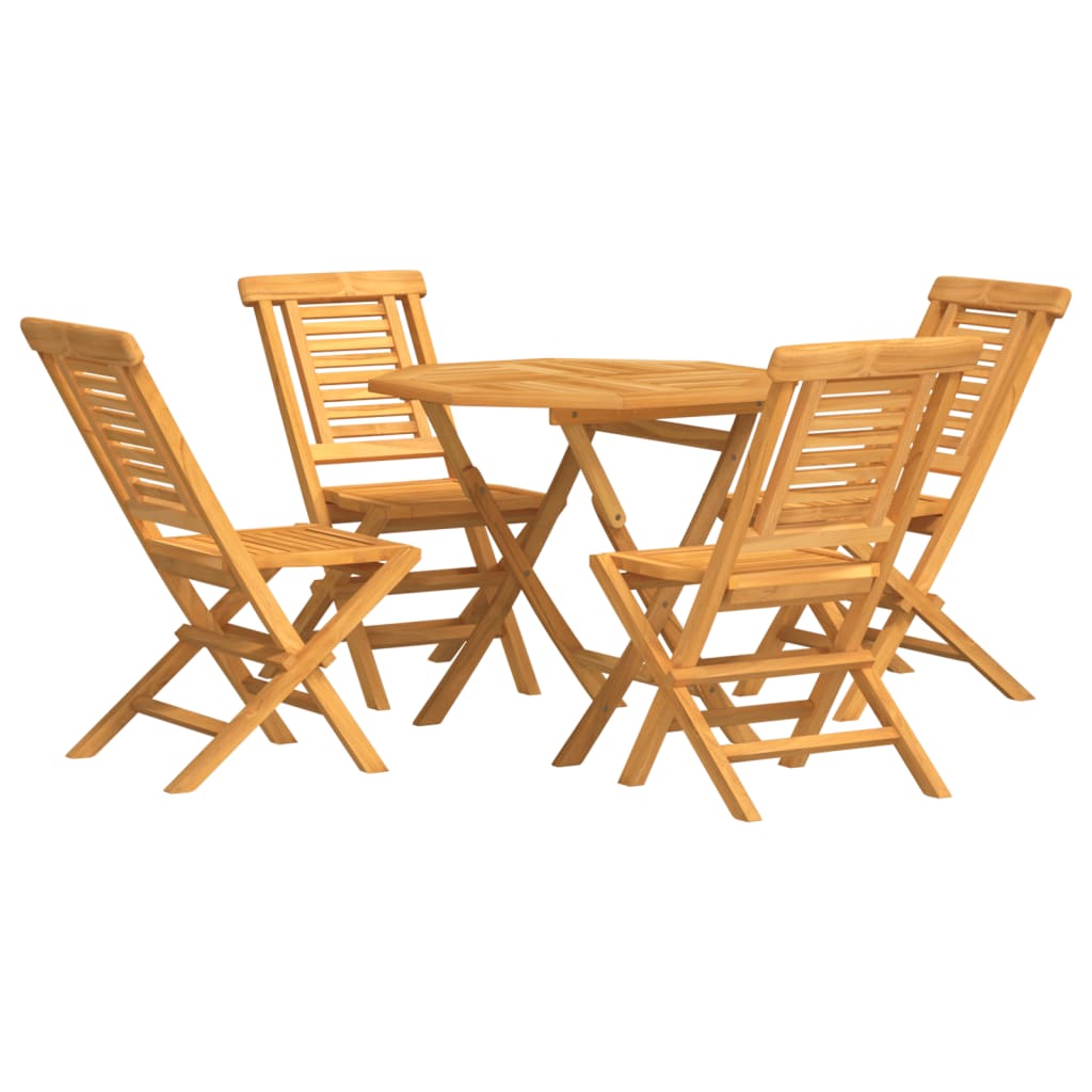 5 Piece Garden Dining Set Solid Teak Wood