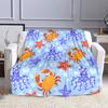 Ocean Creatures Pattern on Blue Patterned flannel blanket perfect for the bedroom living room, sofa, or a little nap