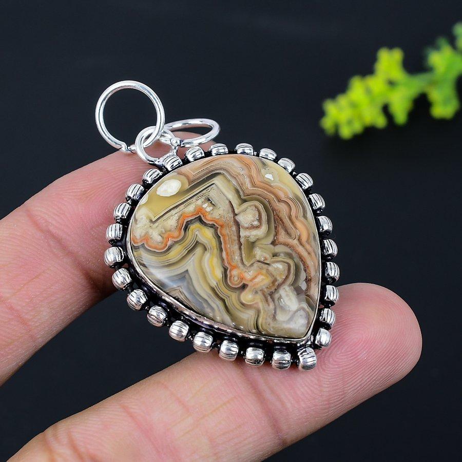 Подвеска из серебра 925 пробы с агатовым кружевом Laguna, 2,17 дюйма, h8D69