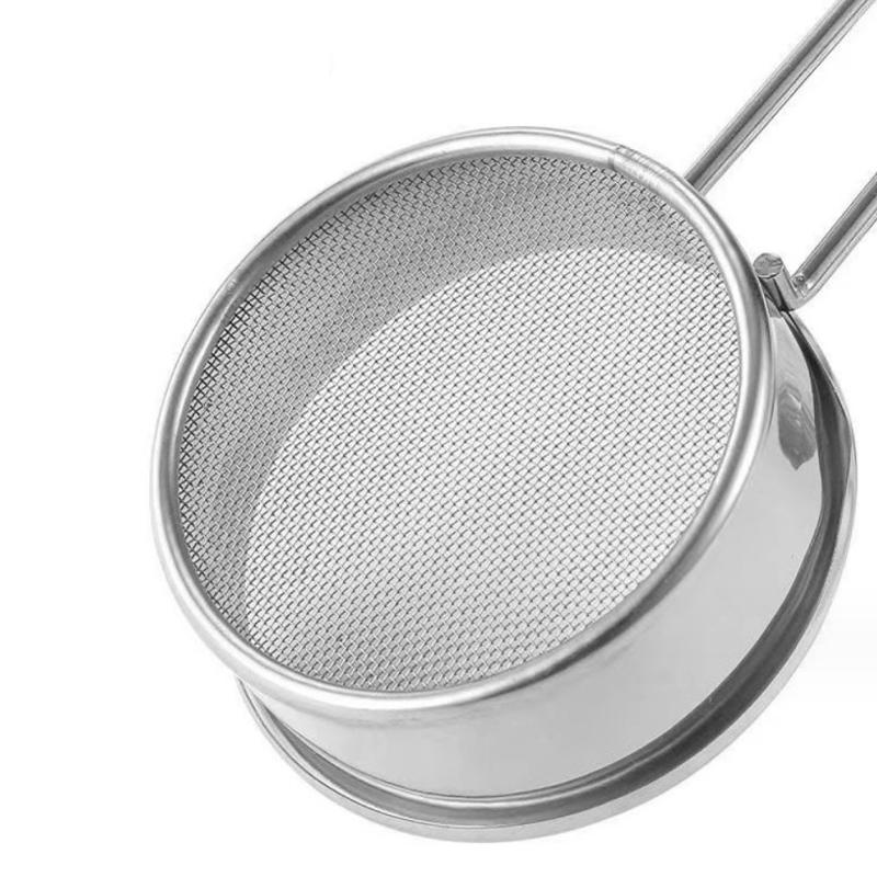 304 Stainless Steel Flour Sifter Hand-Held Baking Tool 40-Mesh Sieve Household Kitchen Mesh Sifter Powdered Sugar Sifter