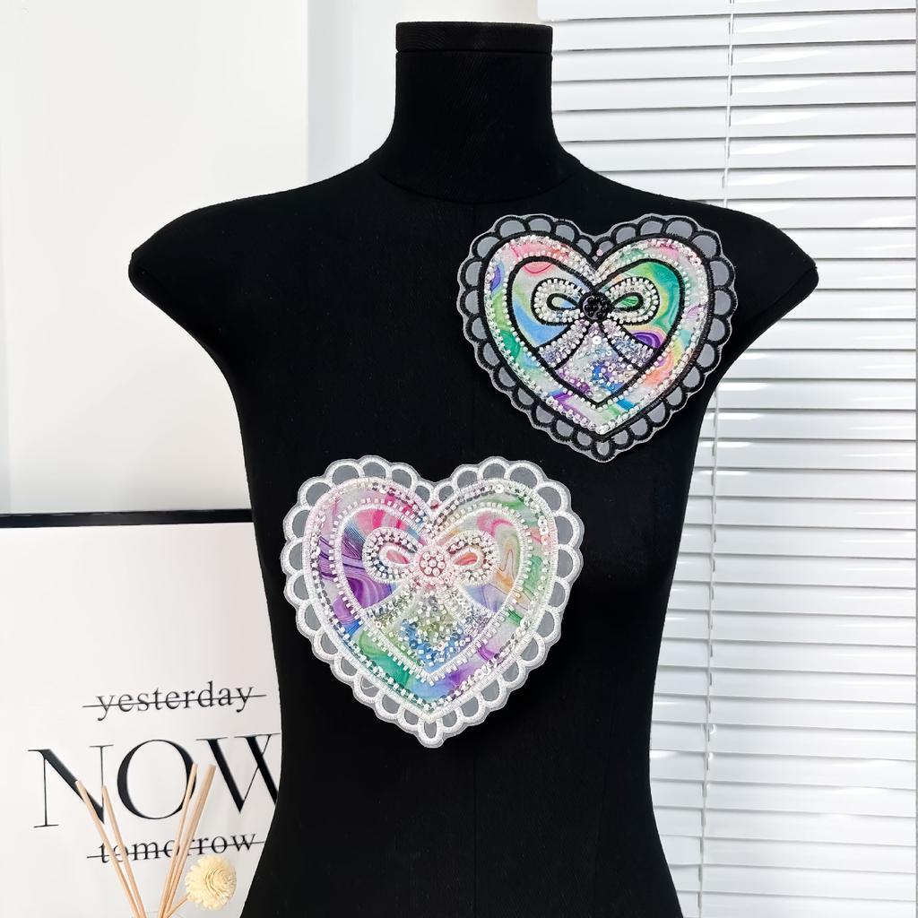 Symphony Organza Three-Dimensional Pearl Love Cloth Sticker Handmade Bag Hair Accessories Clothing Cloth Patch Cloth Sticker Accessories