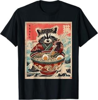 Raccoon Eating Ramen Japanese Noodles Funny Racoon Anime TShirt Unisex T-Shirt
