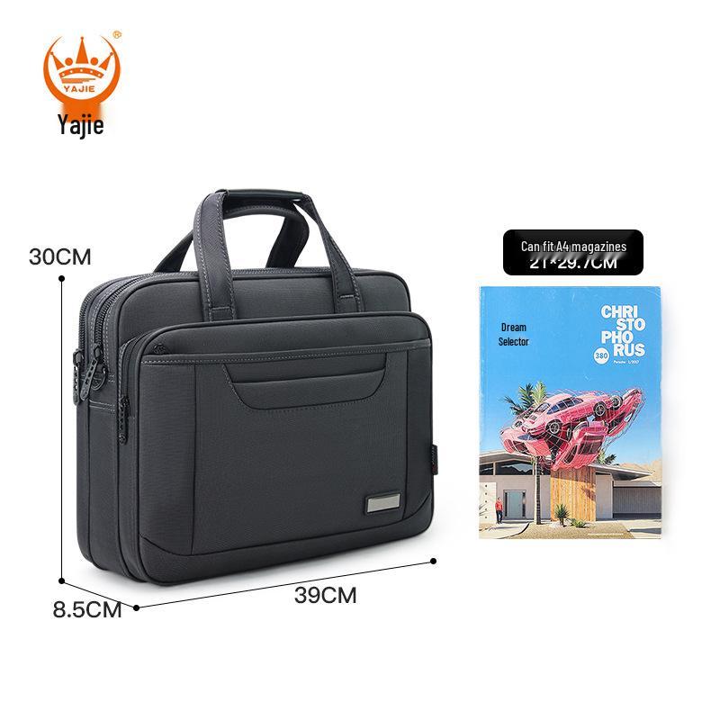 Мужской деловой портфель большой вместимости: Износостойкая компьютерная сумка через плечо из ткани Оксфорд