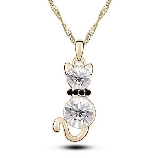 Crystal Cat 3pcs Shaped Necklace Earrings Jewelry Set  Gift Teen Girls Women For