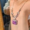 Luxury Design Necklace with Kunzite and High Carbon Diamond Ice Cut Pink Diamond Pendant for Women