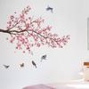 2 листа/комплект, стикер на стену с цветочным деревом, розовый цветок, птица, водонепроницаемый, съемный из ПВХ, для гостиной, спальни, современное настенное художественное украшение, наклейка