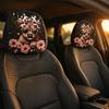 Easy to Install Car Interior Upgrades 2Pcs Cute Calf Headrest Covers with Pink Flowers, Breathable Auto Soft Polyester Seat Protectors, Stretchy