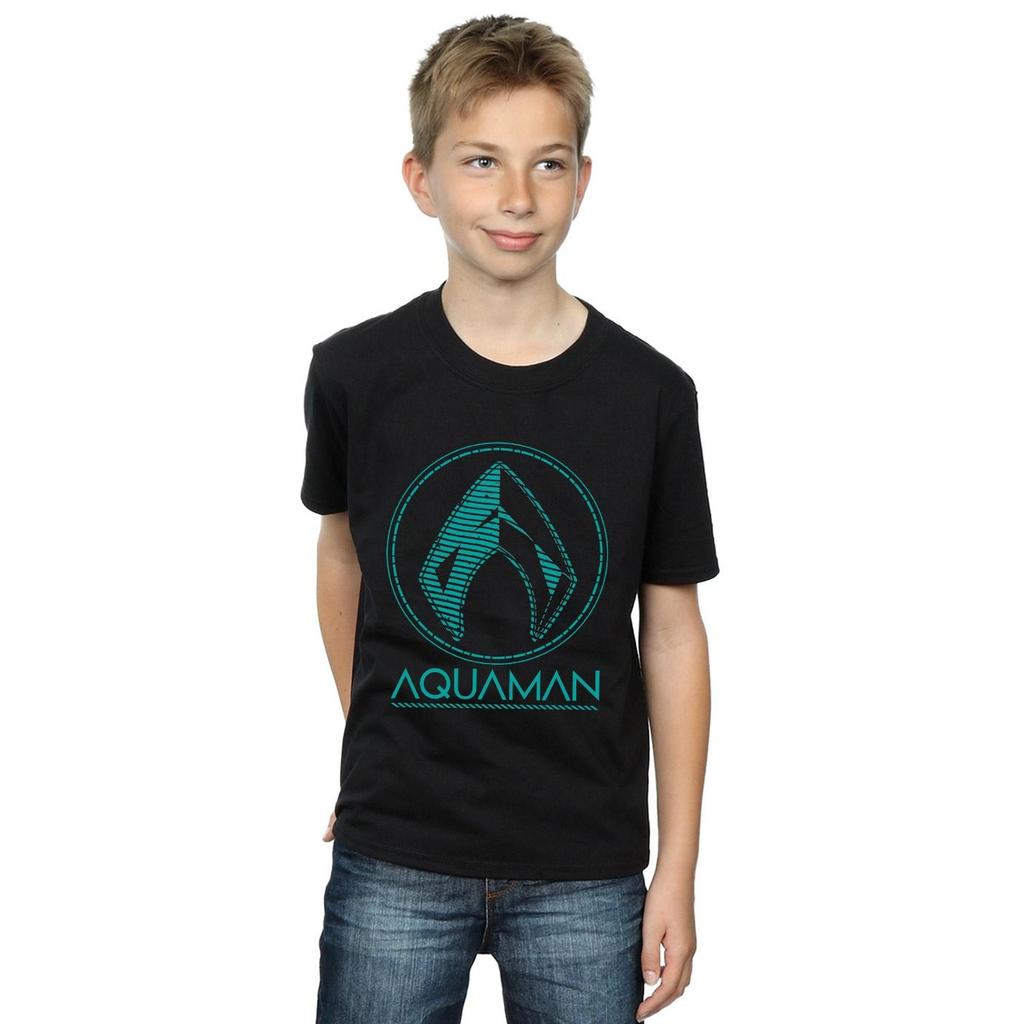 DC Comics Boys Aquaman Aqua Logo T-Shirt