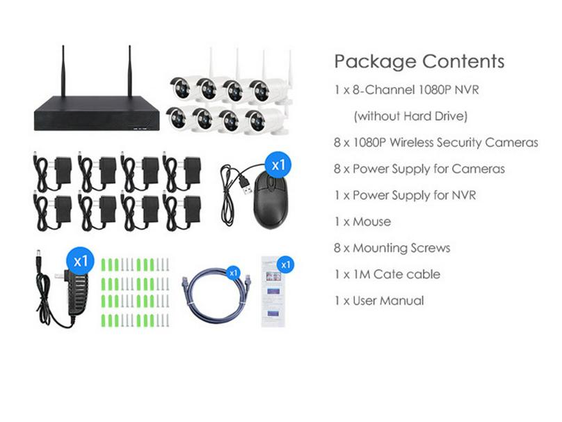 Комплект наружной водонепроницаемой беспроводной камеры видеонаблюдения для домашнего наблюдения