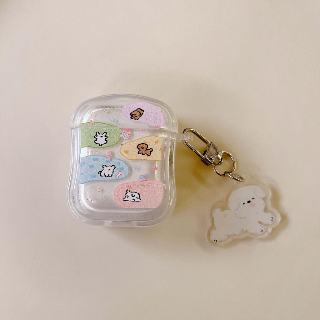 Милый брелок с собакой, мультяшный чехол для наушников для Apple Airpods 1 3 Pro 2nd 2, беспроводная Bluetooth зарядная коробка, нескользящий чехол для щенка