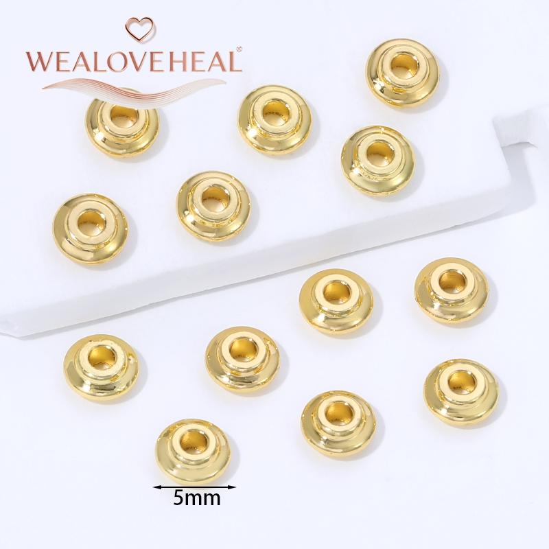 14K Gold Plated Brass Round Abacus Flat Spacer Beads ,Bead Separator For DIY Bracelet Necklace Jewelry Making Supplies Wholesale