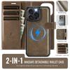 2-in-1 Magnetic Detachable Wallet Case for iPhone 14/14 Pro/14 Pro Max/14 Plus - PU Leather, Card Slots, MagSafe Charging, 360° Protection & Kickstand