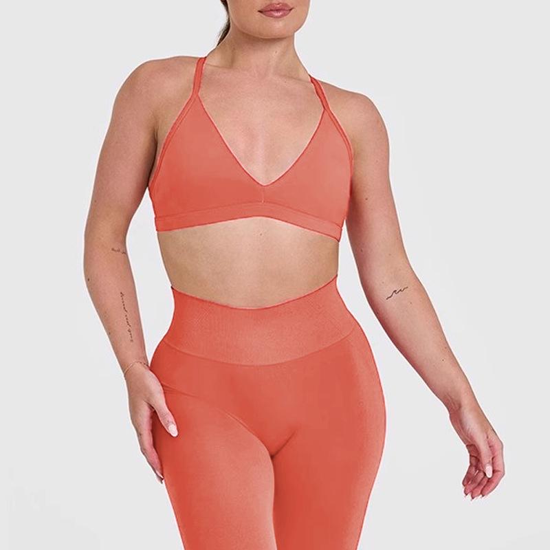 Женский сексуальный спортивный бюстгальтер с глубоким вырезом и тонкими бретельками для занятий йогой, бега и повседневной носки