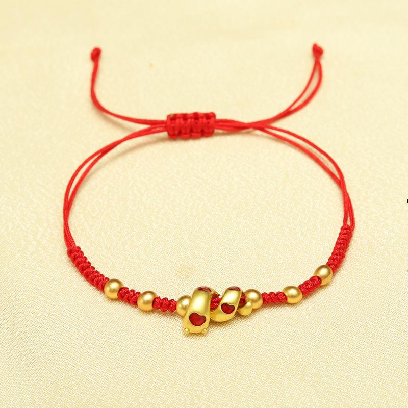 Модный браслет на удачу в год змеи из красной веревки, плетеный браслет в китайском стиле со знаком зодиака змея, мультяшный милый браслет со змеей, новогодний подарок