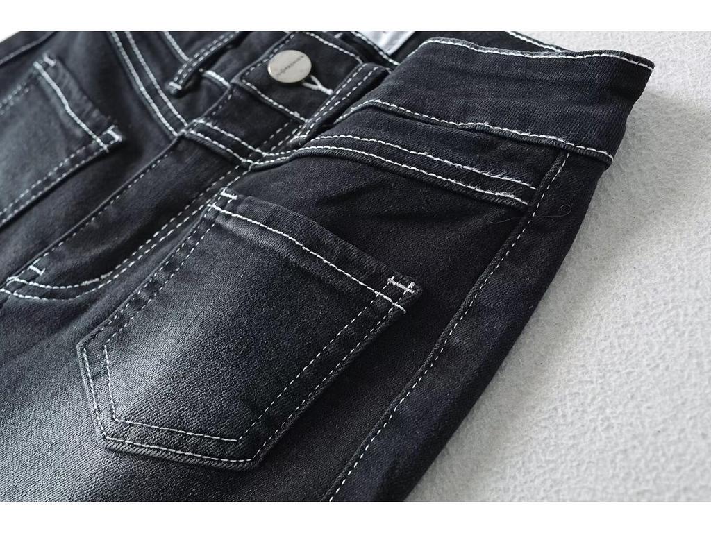 Женские расклешенные джинсы с заниженной талией в стиле ретро 2024 года, белые, с эффектом потертости