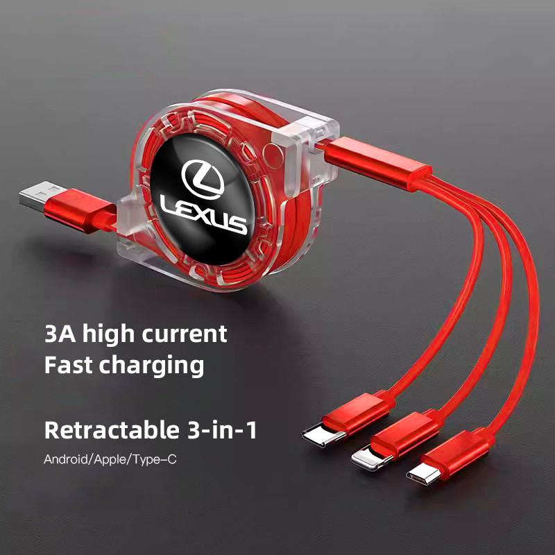 3-в-1 Micro USB Type C Зарядный кабель Мульти-зарядное устройство Для Lexus FSPORT LBX NX RX 350h 450h ES UX 300e GS IS LS LX CT LC RC GX460