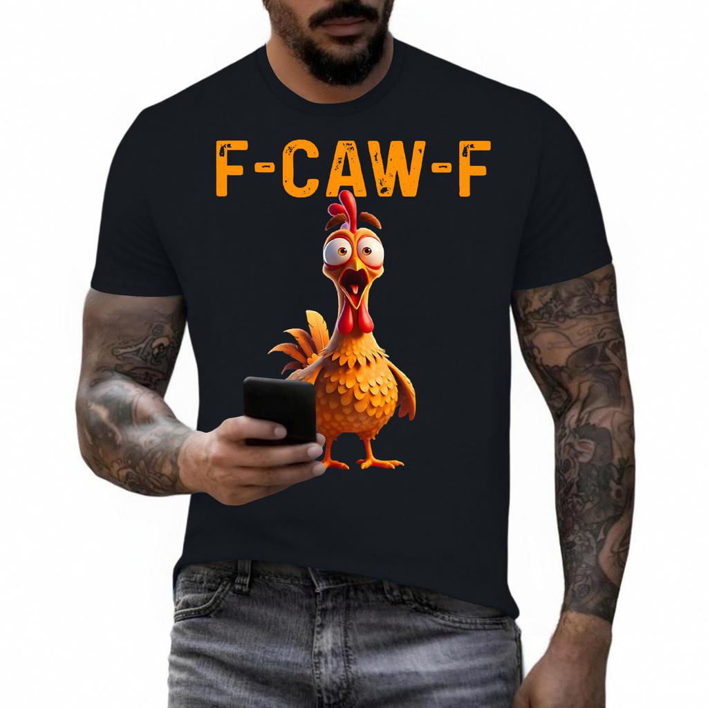 Смешная футболка с петухом, кукарекающим F-Caw-F, и каламбуром