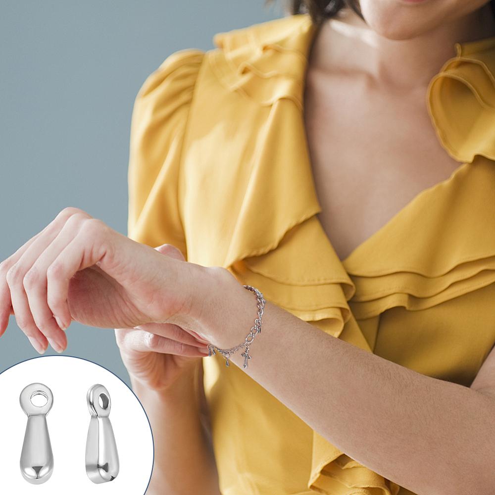 50Pcs 304 Stainless Steel Charms Chain Extender Drop Teardrop Stainless Steel Color 7.5x2.5x2.3mm Hole: 1mm