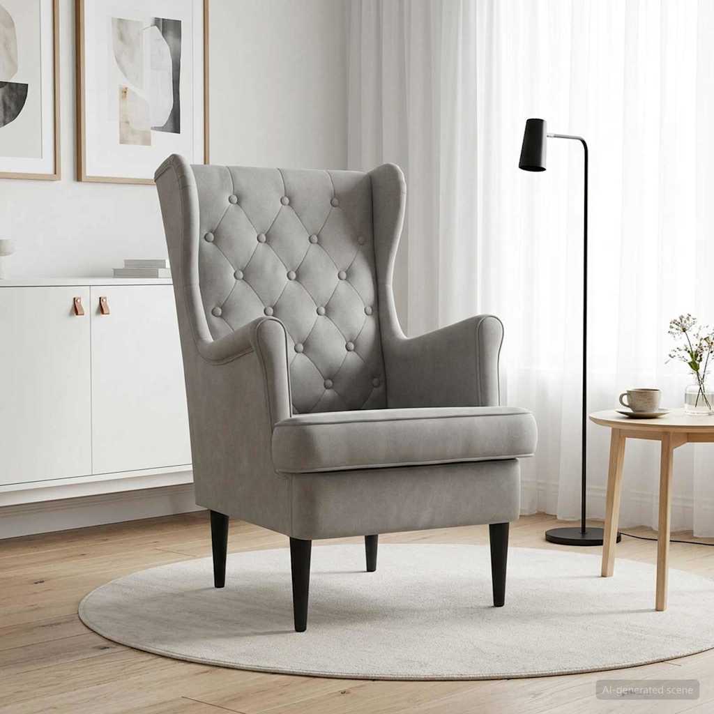 Armchair Light Grey Velvet