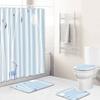 Striped Square Bathroom Shower Curtain Floor Mat Toilet Cover Foot Mat Four-Piece Set